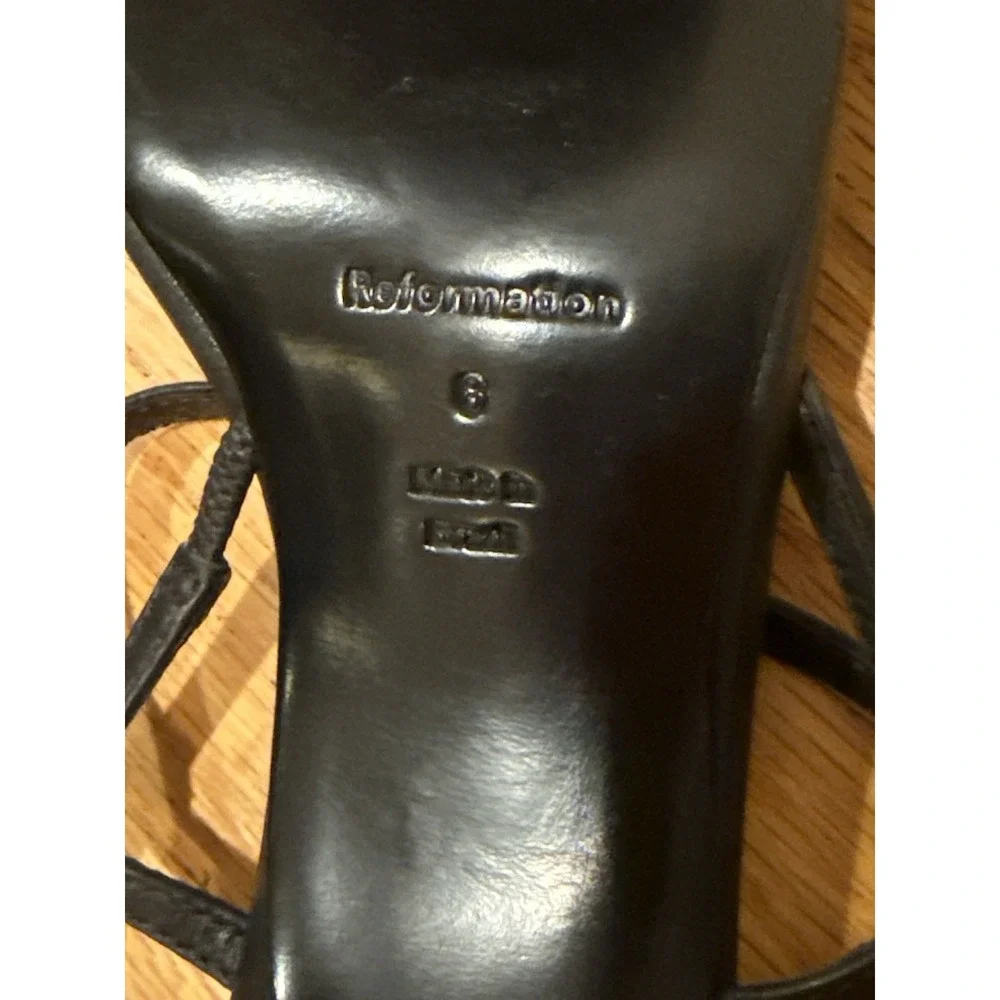 Reformation Serenity Bare Leather Slingback Sandals Black Leather Size 8